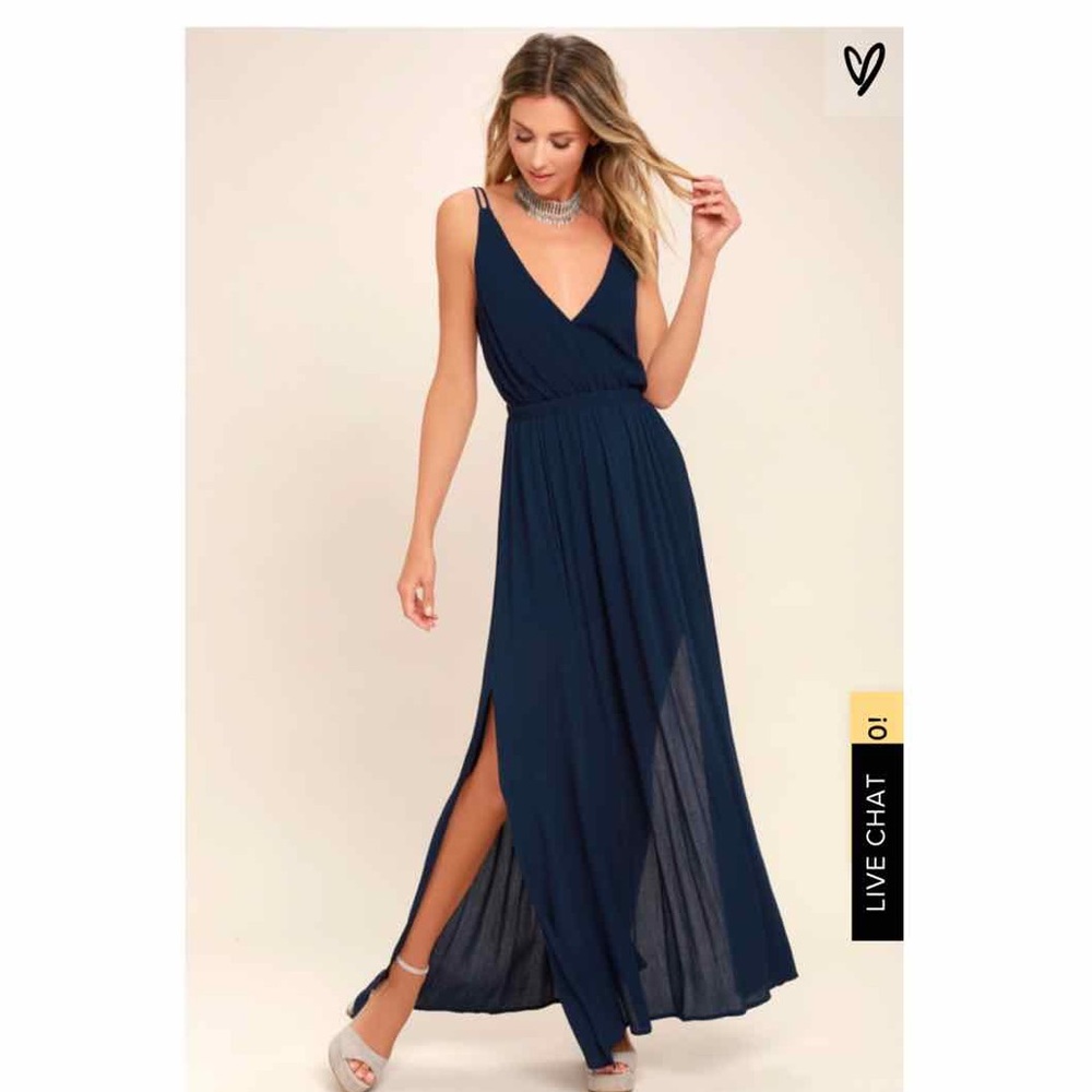 Navy Blue Maxi Dress with Open Back